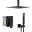 10 Inch Square Matte Black Dual Function Ceiling Mounted Shower System With - Scald Valve, Easy To Clean Nozzle, And Handheld Spray Mount Heads, Finish, Balanced Rainfall Pattern, Cleaning