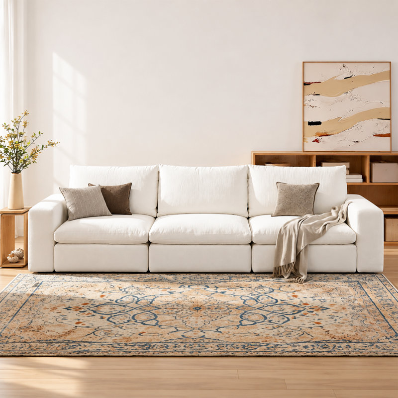 Canapé modulaire 113,8 po, canapé 3 places Comfy Cloud, canapé rembourré surdimensionné, blanc