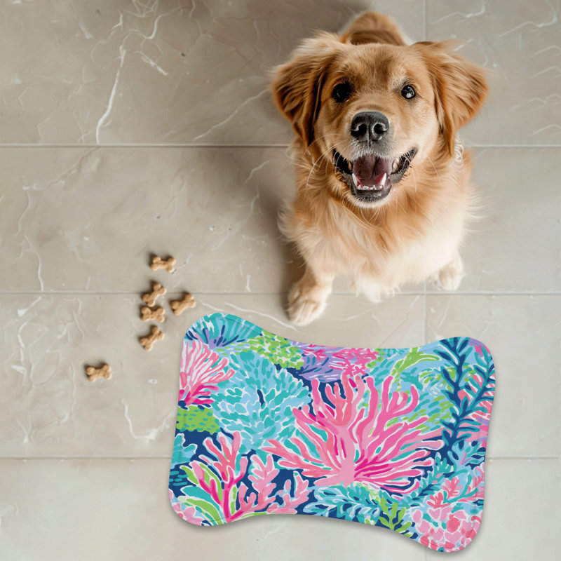 Preppy Reef Patterns - 1 Piece Bone Shape Feeding Mat, Medium (18")