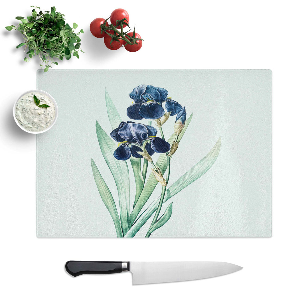Glass German Iris Flowers by Pierre-Joseph Redoute Chopping Board