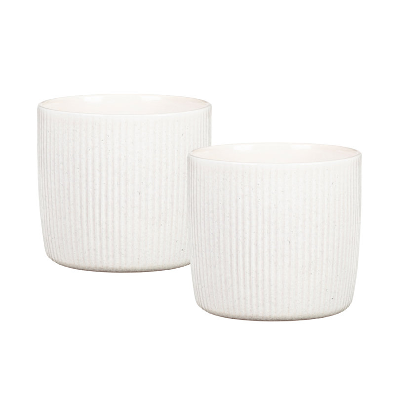 Cache-pot intérieur en céramique Kathrien, H 6,25 po x l 7 po x P 7 po, Blanc