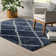 Tapis bleu à motif géométrique à treillis