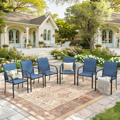 Outdoor Stacking Patio Dining Armchair Set Of 6