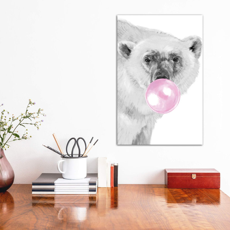 «Bubble Gum» par Big Nose Work - impression d'art graphique, H 40 po x l 26 po x P 1,5 po, Toile tendue, Pas de tapis