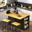 Grand îlot de cuisine roulant avec abattant, prise de courant, supports de rangement internes, 5 supports latéraux ouverts, 2 tiroirs, une tablette réglable-63030848