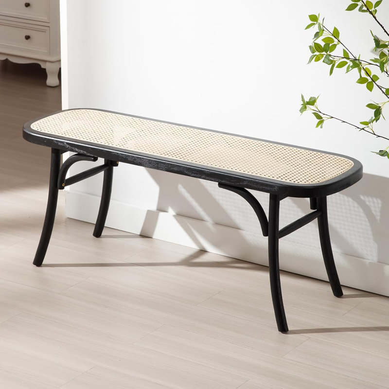 Allexandria Wood Bench, Black