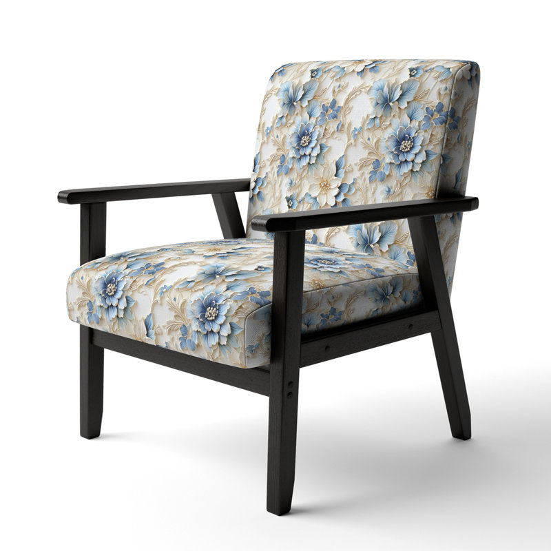 Fauteuil d'appoint rembourré blanc et bleu