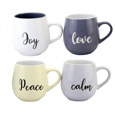 5 Be Happy Hello Choose Joy Shine Bright Stoneware Coffee Mugs, Set of 4 -  Drinkware - Melrose