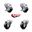 3.5 Inch Soft Rubber Wheel Swivel Bolt Hole Caster Set with 2 Brake SCC