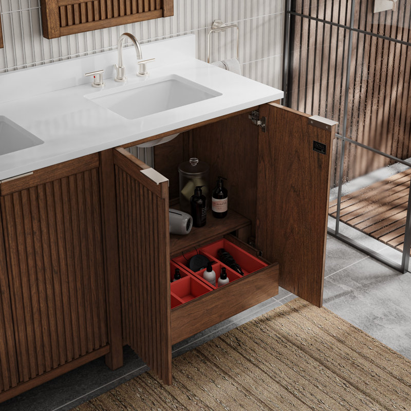 Through Lines 60" Double Bathroom Vanity, Brown