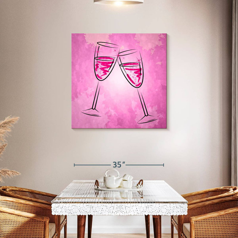 Yarlin Pink Champagne Glasses, 36" H x 36" W