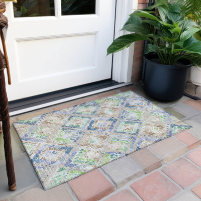 Machine Washable Indoor/Outdoor Christain ACN1326 Beige Rug