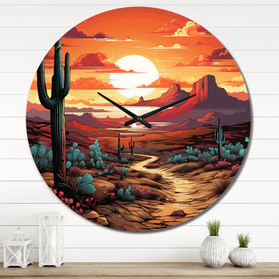 Wilderness Heat - Desert Round Metal Clock