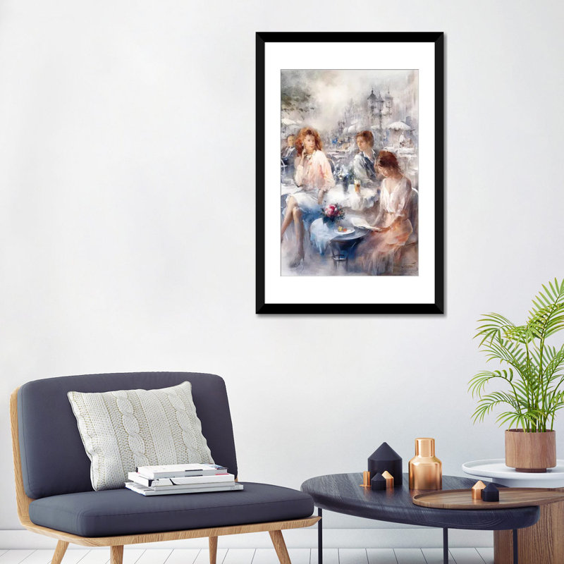 « terrace », reproduction sur toile, Papier beaux-arts encadré noir, Blanc, H 24 po x l 16 po x P 1 po