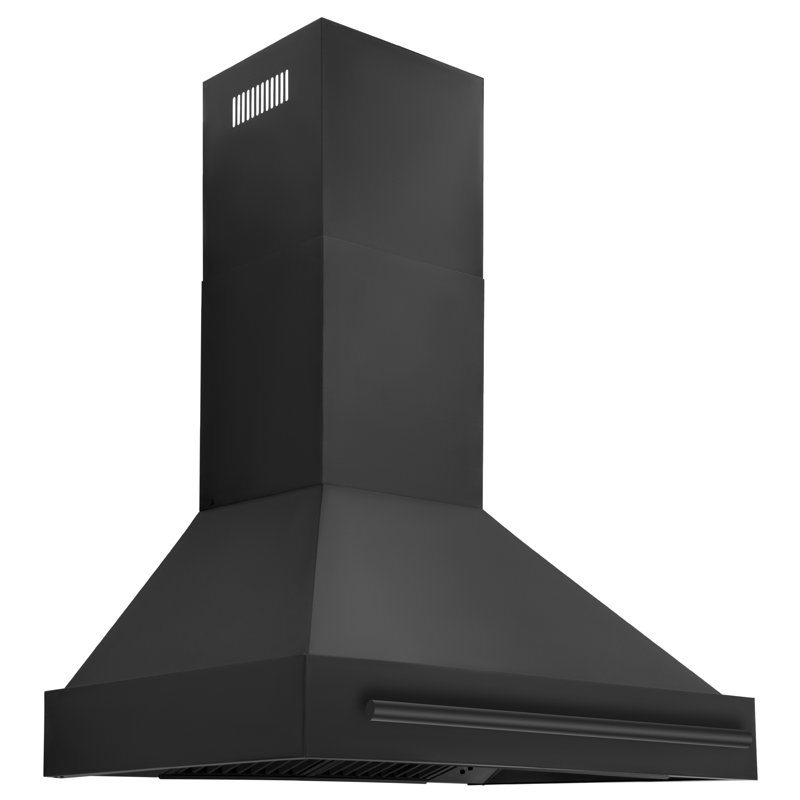 Hotte de cuisine en acier inoxydable noir ZLINE 36 po avec poignée en acier inoxydable noir (BS655-36-BS)