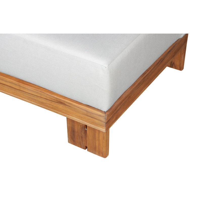 Repose-pieds d'extérieur avec coussin Sunbrella® Jaivien, Gris clair, Naturel