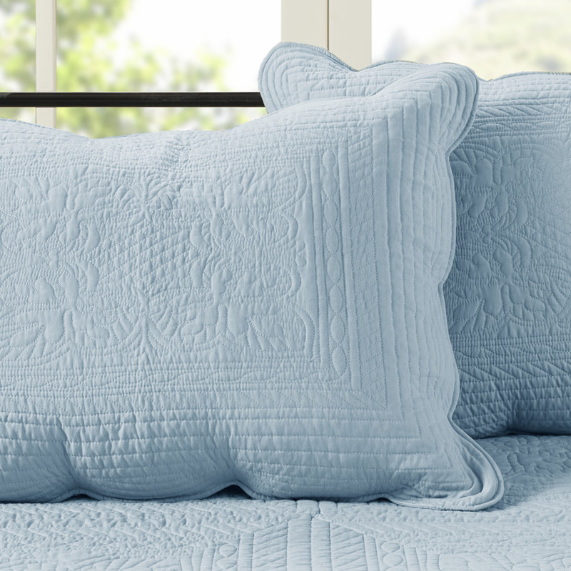 Blue Microfiber Reversible Scalloped Edge Daybed Cover Set