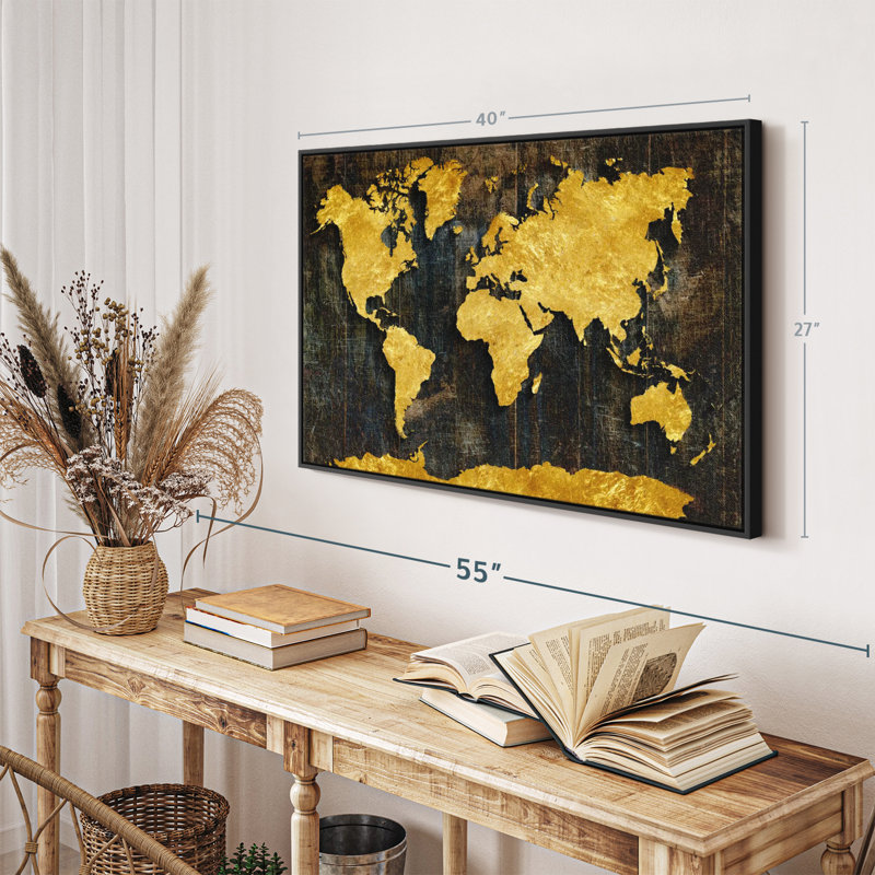 " Refined Gold World Map Canvas Print ", 27" H x 40" W