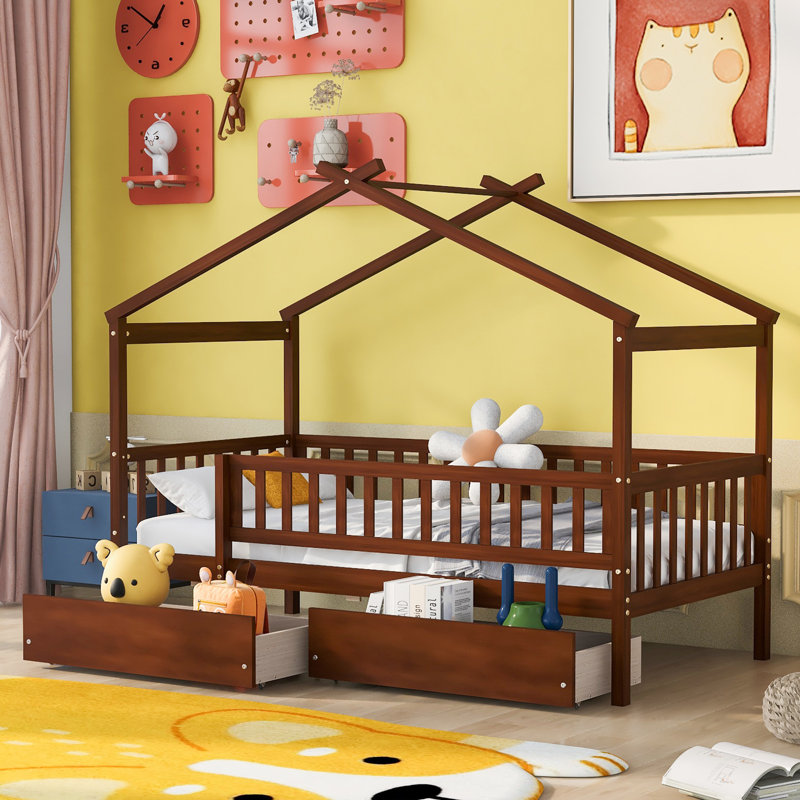 Portageville Kids Twin with Drawers, Walnut