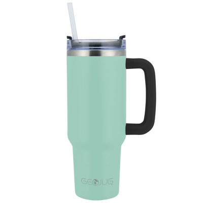 Brentwood GEOJUG 40oz Insulated Stainless Steel Tumbler Cup in Blue with Handle