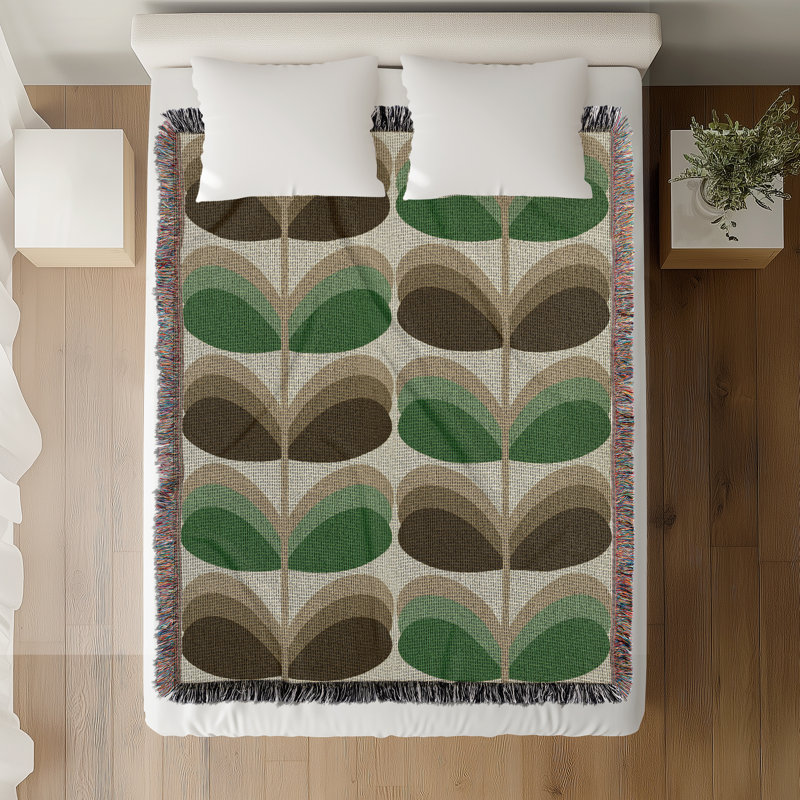 Jeté en mélange de coton rétro, L 80 po x l 60 po, Vert