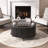 Round Coffee Table with Storage, 31.5" Black Fluted Drum Coffee Table with Sliding Door, Modern Mid-Century Circle Center Table for Living Room-1401715950
