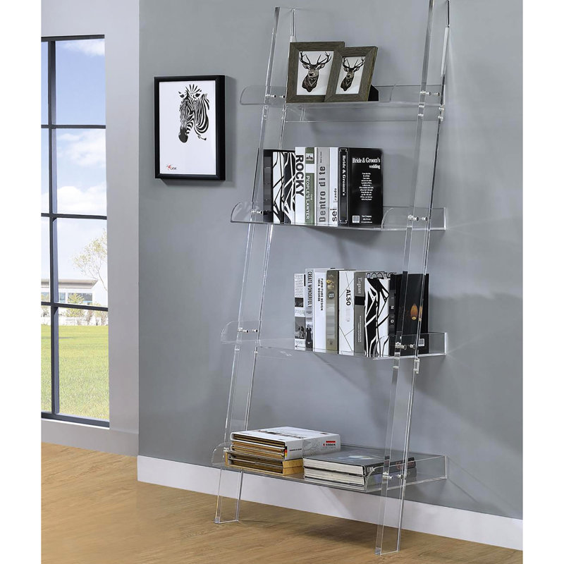 Bibliothèque contemporaine en acrylique transparent Office - 4 tablettes pour bureau