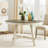 Oma Dining Table, 48 Inch Round Graywash Top, Antique White Base