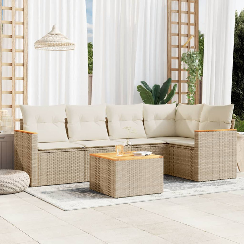  Ensemble de canapé de jardin beige, blanc crème
