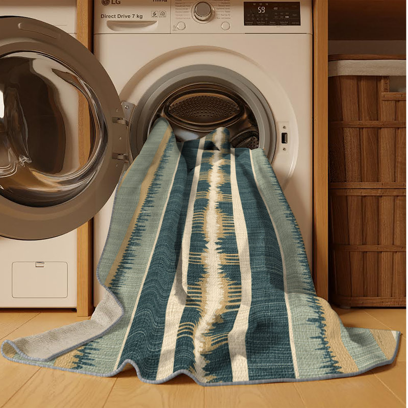 Washable Yucca Stripe Southwestern Area Rug, Runner 2' x 4'