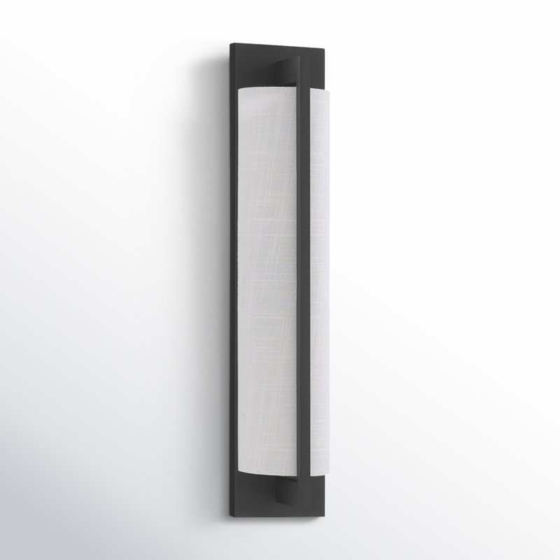 Matte Black and White Fabric 2-Light Dimmable Sconce