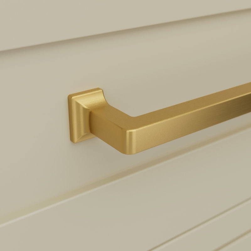 Poignée de porte Avery Collection - Entraxe de 6-5/16 po - Laiton brossé - Quincaillerie de style transitionnel pour tiroirs et armoires (Ensemble de 10)