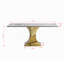 Table de salle à manger rectangulaire de 71 po pour 6 à 8 personnes, table de cuisine moderne avec base de sablier plaquée or élégante, grande table de salle à manger (blanc et doré) - (table unique)
