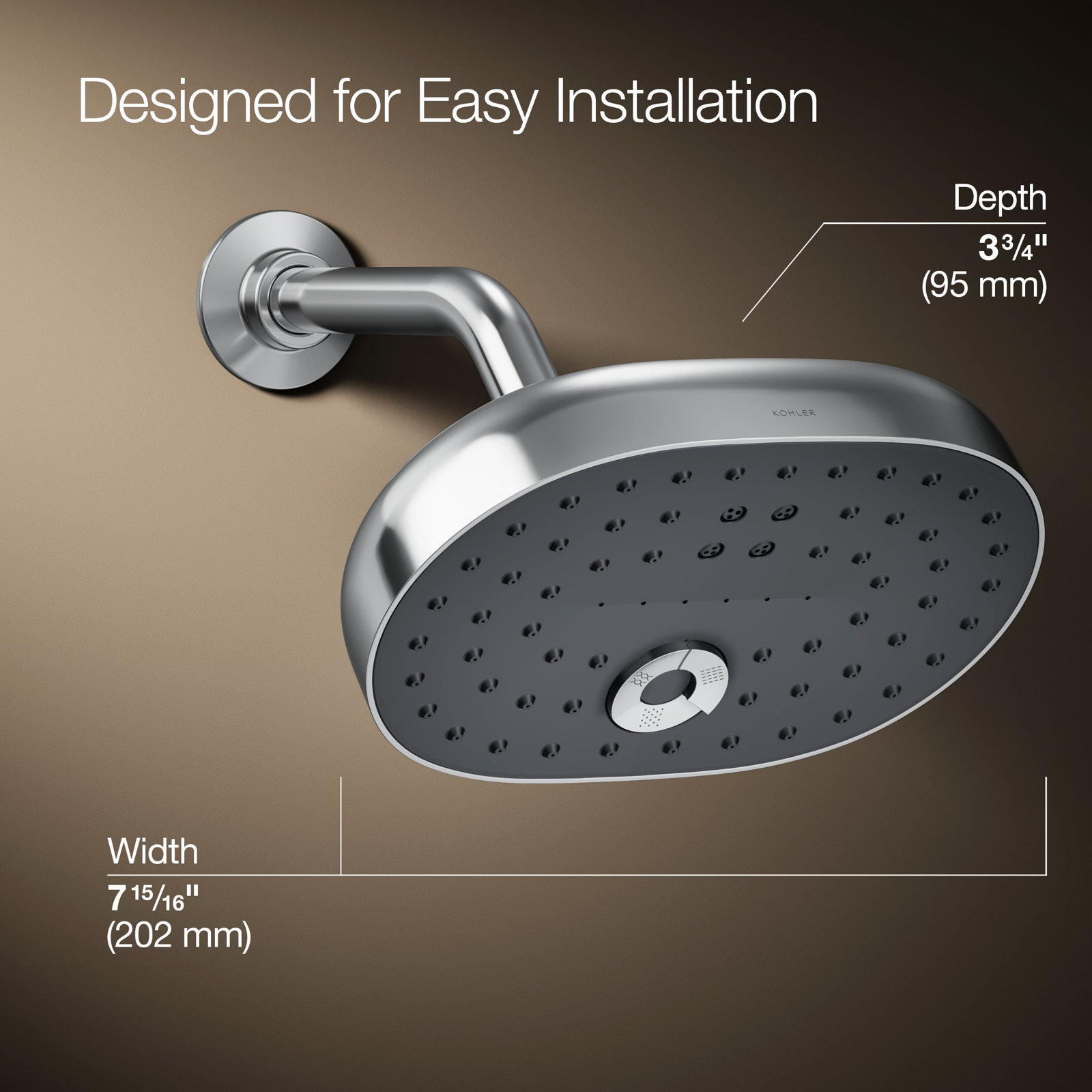 StatementOval Multifunction Showerhead with Katalyst Air-Induction Technology, Polished Chrome