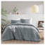 Ensemble d'édredon plissé gris doux délavé - literie simple / simple en microfibre de taille XL avec taie décorative assortie, certifié Oeko-Tex