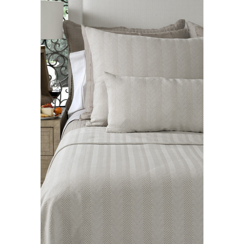Chevron Hand Woven Blanket, King, Raffia/White