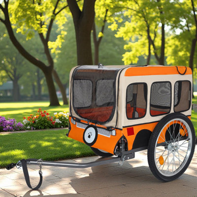 Large Folding Bike Trailer For Dogs - 20×2 1/8 Inches Wheels, Heavy-Duty Steel Frame, Spacious Design, All-Terrain Cycling, Jogging & Camping Adventure