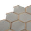 Aureole 8,66 po X 9,84 po Carreau de sol et mur hexagonal en porcelaine grise matte et brun (8,07 pieds carrés / caisse) - 18 feuilles