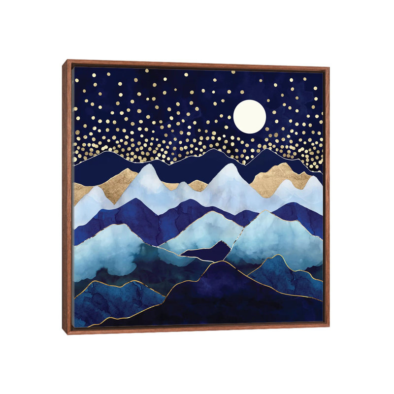 Étoiles de luciole - imprimé, H 18 po x l 18 po x 1,5 po, Cadre flottant brun