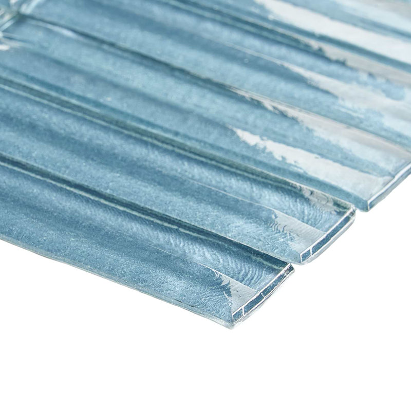 Maya Stacked 12x12 Polished Glass Mosaic Tile, Stacked Sky