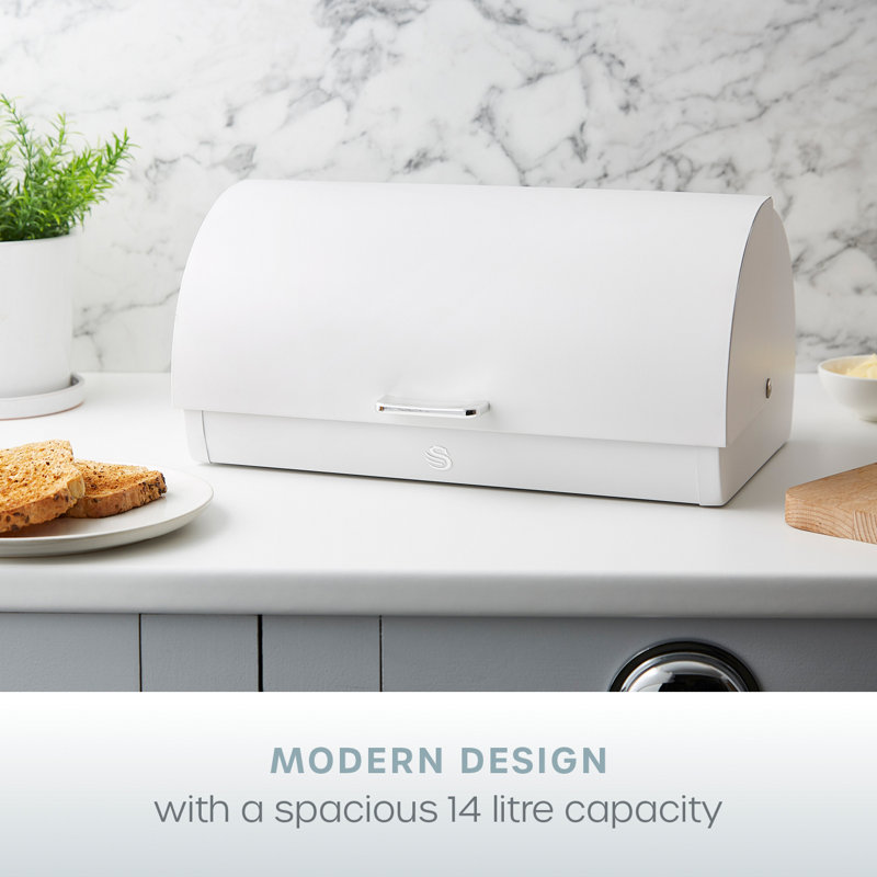 Swan Serentiy Bread Bin and Set of 3 Canisters for Coffee/Sugar/Tea 1.5L, White