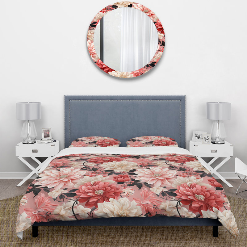 Pink And White Poppies Blossoming Grace - Ensemble de housse de couette à motif floral