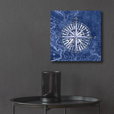 «Vintage Nautical II - Indigo» par Paul Brent, art mural en verre acrylique, 12 po x 12 po