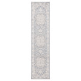Clover Oriental Area Rug in Blue / Light Grey