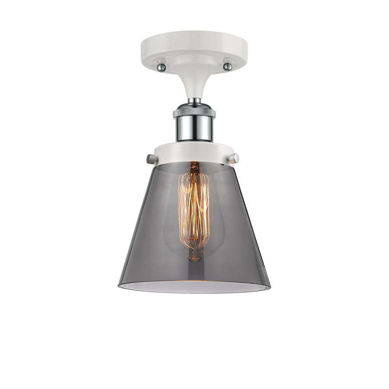 Plafonnier semi-encastré 1 lumière Wilmoth, DEL, Plaqué couleur fumée, Blanc et chrome poli