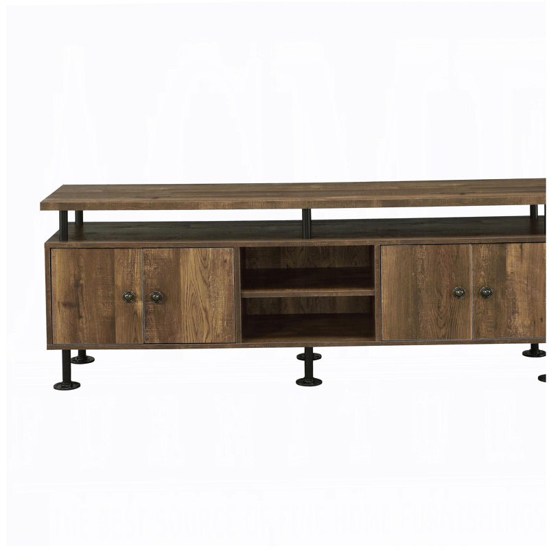 Retro Oak Black 2-Shelf Console