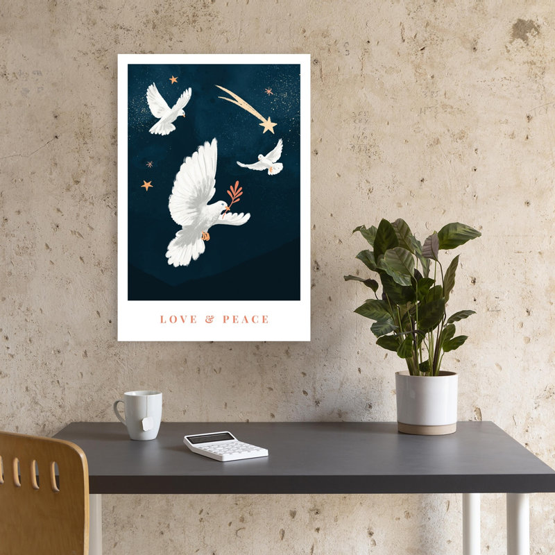 Love Aamp; Peace Abstract Contemporary Bird Architecture Landscape Wall Art Print by Goed Blauw - Print