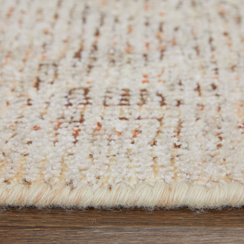 Tapis décoratif à médaillon transitionnel orange / brun clair / ivoire Ramey, Rectangle 2 pi x 3 pi