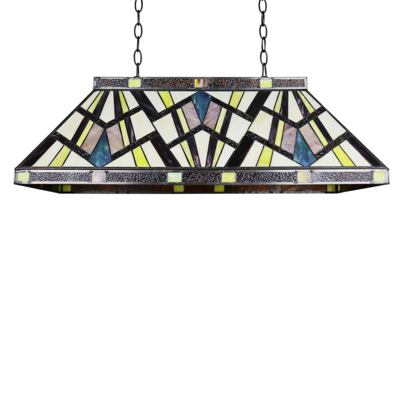 Luminaire suspendu pour îlot de style Tiffany 3 lumières Foundry Select Annarosa Mission 28 "de large
