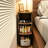 3-Tier Fluted Narrow Nightstand With 2 Arced Door & Open Shelf, Walnut